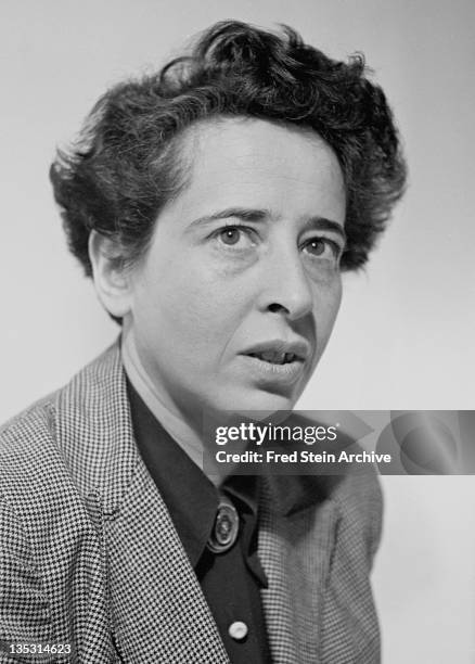 Portrait of German-born American political theorist and author Hannah Arendt , 1949.