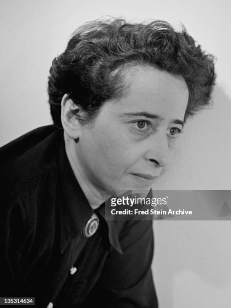 Portrait of German-born American political theorist and author Hannah Arendt , 1949.