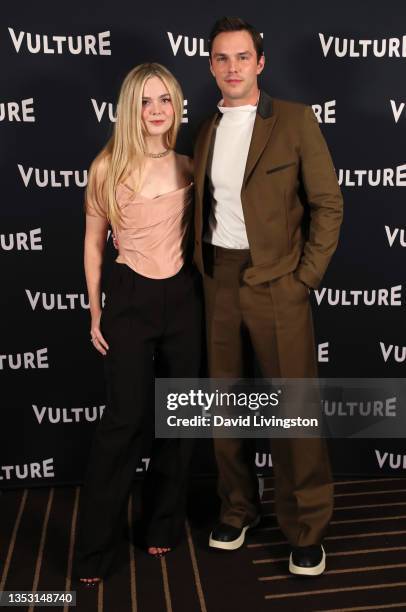 Elle Fanning and Nicholas Hoult attend Vulture Festival 2021 at The Hollywood Roosevelt on November 13, 2021 in Los Angeles, California.