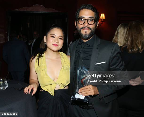 Carlos Lopez Estrada, recipient of the Animated Film Award, and Kelly Marie Tran attend The 11th Annual Hamilton Behind The Camera Awards hosted by...