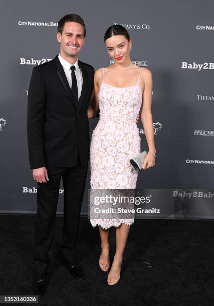 Miranda Kerr, Evan Spiegel arrives at the Baby2Baby 10-Year Gala Presented By Paul Mitchell at Pacific Design Center on November 13, 2021 in West...