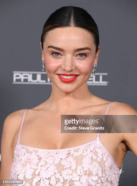 Miranda Kerr arrives at the Baby2Baby 10-Year Gala Presented By Paul Mitchell at Pacific Design Center on November 13, 2021 in West Hollywood,...