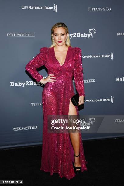 Hilary Duff attends the Baby2Baby 10-Year Gala Presented By Paul Mitchell at the Pacific Design Center on November 13, 2021 in West Hollywood,...