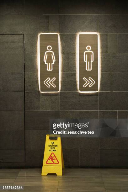 cleaning in progress - restroom sign stock pictures, royalty-free photos & images