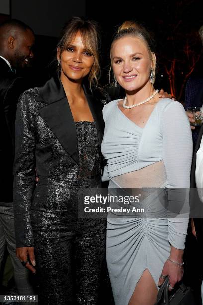 Halle Berry and Valentina Shevchenko attend the reception for the 2021 AFI Fest Official Screening of Netflix's "Bruised" at The Thompson Hotel...