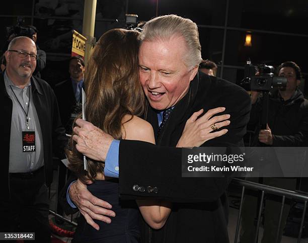 Writer/director Angelina Jolie and actorJon Voight arrive at the premiere of FilmDistrict's "In the Land of Blood and Honey" held at ArcLight Cinemas...