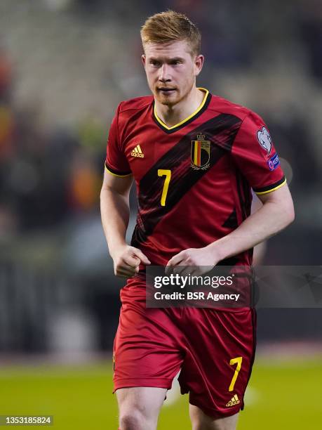 Kevin De Bruyne of Belgium during the 2022 FIFA World Cup Qualifier match between Belgium and Estonia at the King Baudouin Stadium on November 13,...