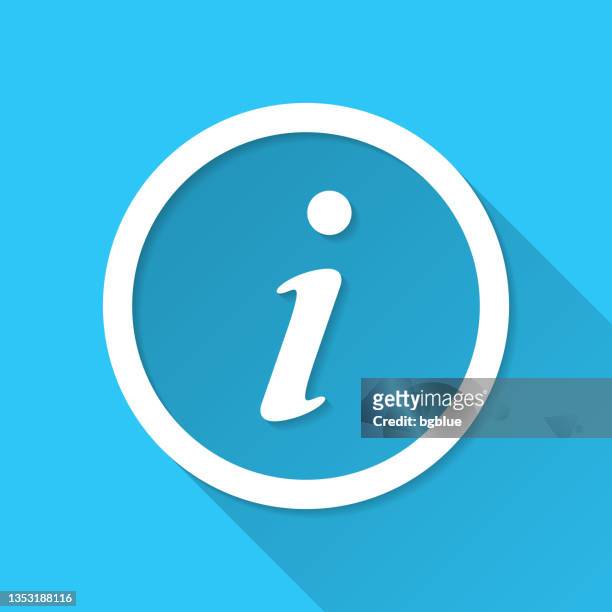 information. icon on blue background - flat design with long shadow - information symbol stock illustrations