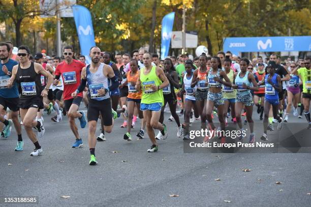 Several runners participate in the 20th Madrid Half Marathon, on 14 November, 2021 in Madrid, Spain. Madrid hosts this Sunday its XX Half Marathon,...