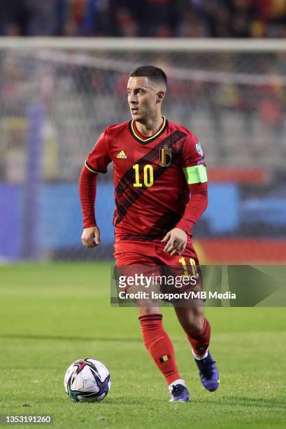 Eden Hazard of Belgium in action with the ball during the FIFA World Cup 2022 Qatar qualifying match between Belgium and Estonia at King Baudouin...