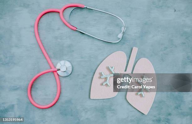 lungs symbol  made of paper on grey background. world tuberculosis day. healthcare, medicine, hospital, diagnostic, internal donor organ. - pulmão sistema respiratório humano - fotografias e filmes do acervo