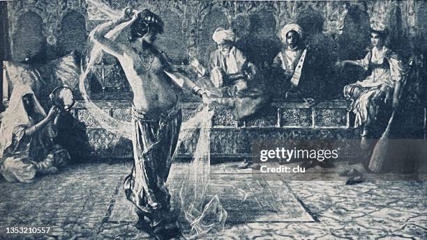arab music group and female dancer - middle eastern music stock illustrations