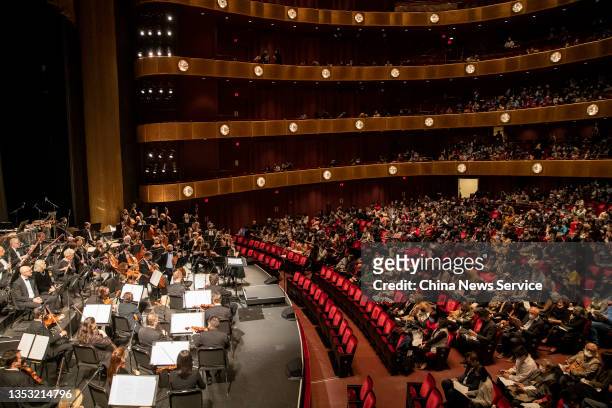Conductor Jindong Cai and New York City Ballet Orchestra perform during the Image China - East/West concert presented by the China Arts and...