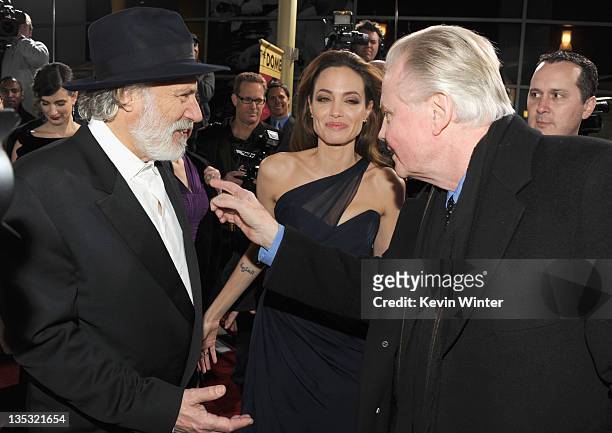 Actor Rade Serbedzija, Writer/director Angelina Jolie and actorJon Voight arrive at the premiere of FilmDistrict's "In the Land of Blood and Honey"...
