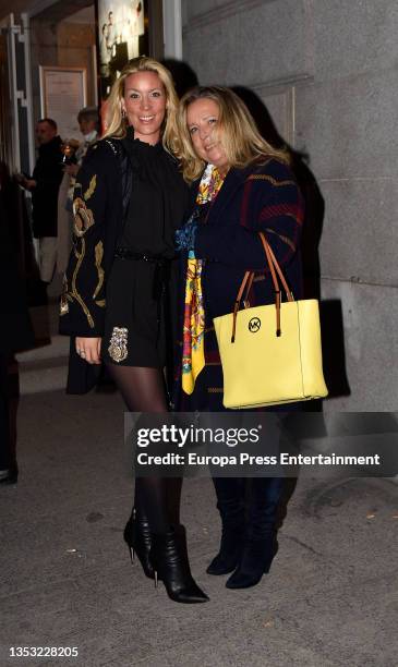 Iris Oliveros and Concha Romero are seen leaving Diana Navarro's musical on November 11 in Madrid, Spain.