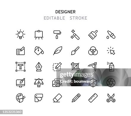 Graphic Design Line Icone Tratto modificabile Graphic Design Line Icone Tratto modificabile
