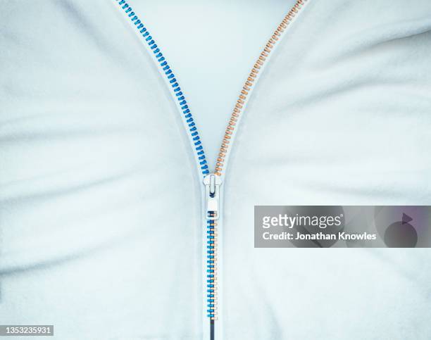 zip with two colors of teeth - zipper stock pictures, royalty-free photos & images