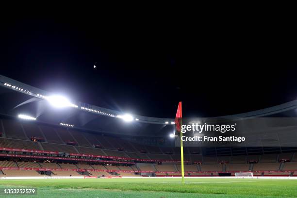 General view inside the stadium prior to the 2022 FIFA World Cup Qualifier match between Spain and Sweden at Estadio de La Cartuja on November 14,...