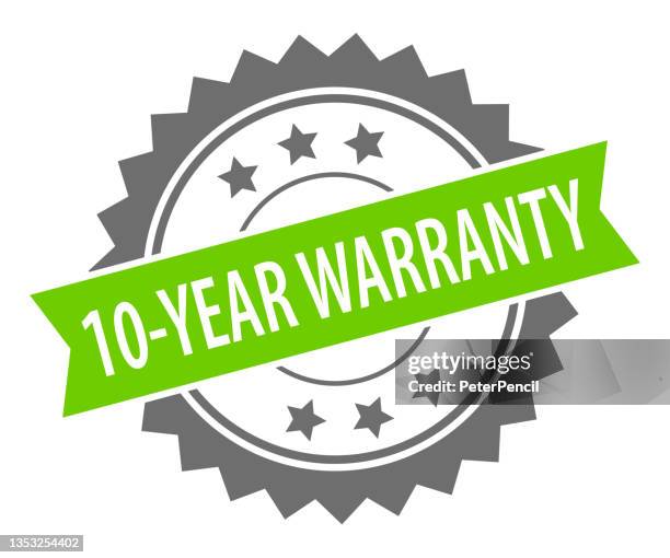 10 years warranty - stamp, imprint, seal template. grunge effect. vector stock illustration - service award stock illustrations
