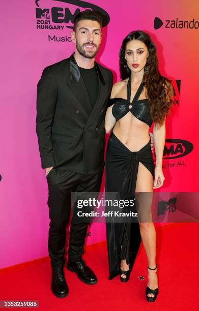 Ignazio Moser and Cecilia Rodriguez attend the MTV EMAs 2021 'Music for ALL' at the Papp Laszlo Budapest Sports Arena on November 14, 2021 in...