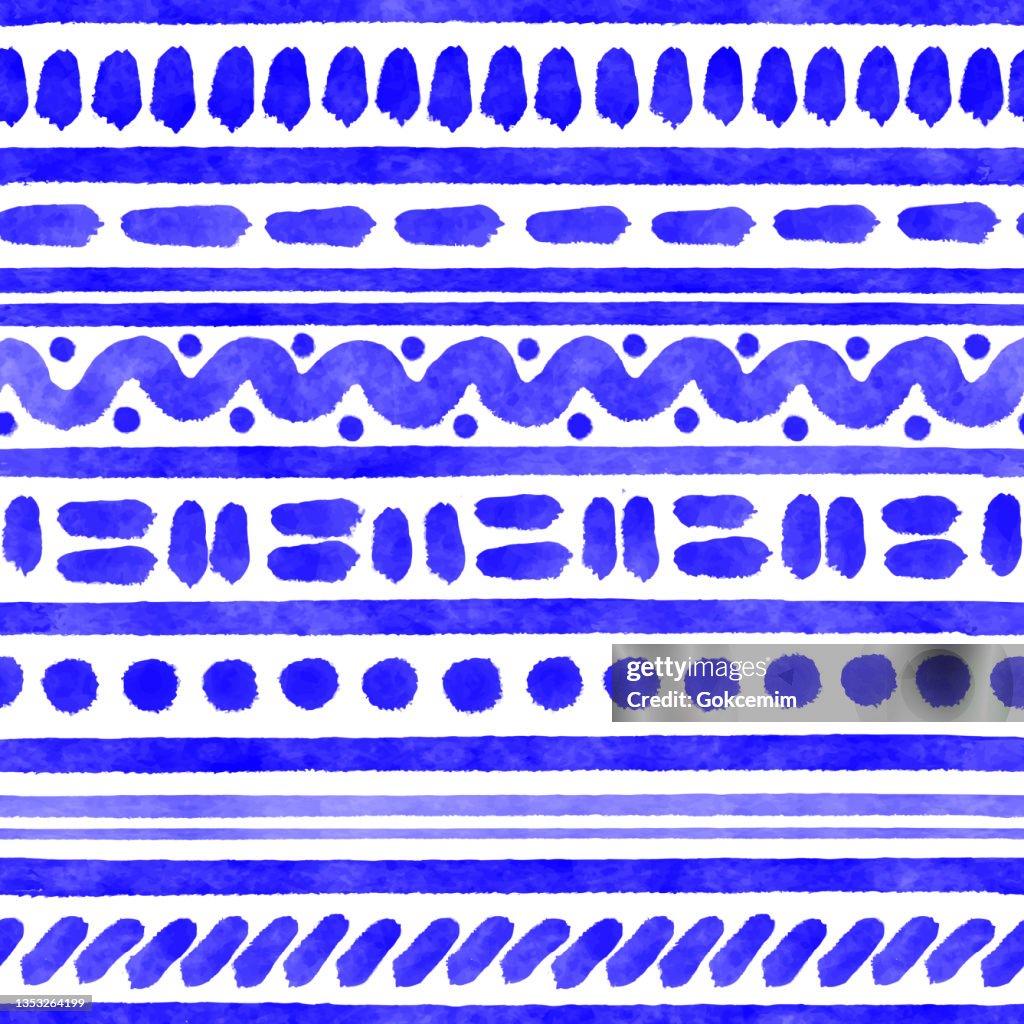 Blue Aztec Pattern Wallpaper