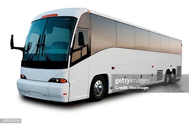 white passenger bus - autobus stock pictures, royalty-free photos & images