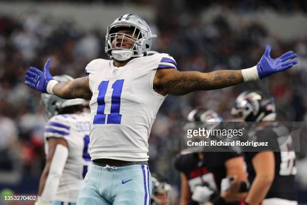 Micah Parsons of the Dallas Cowboys celebrates after sacking Matt News  Photo - Getty Images