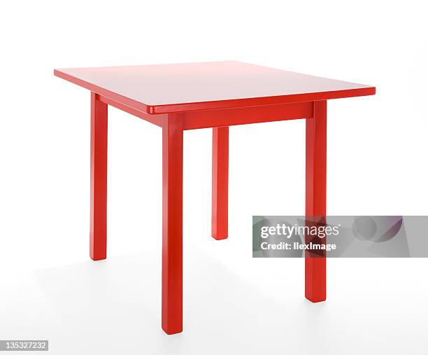little red table - tafel stockfoto's en -beelden