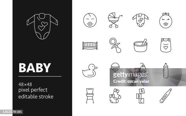 illustrations, cliparts, dessins animés et icônes de jeu d’icônes baby line. - child care