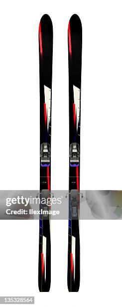 alpine skis vertical - skis stock pictures, royalty-free photos & images