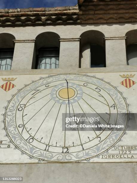 torroella de montgrí, catalonia, spain - ancient sundials stock pictures, royalty-free photos & images