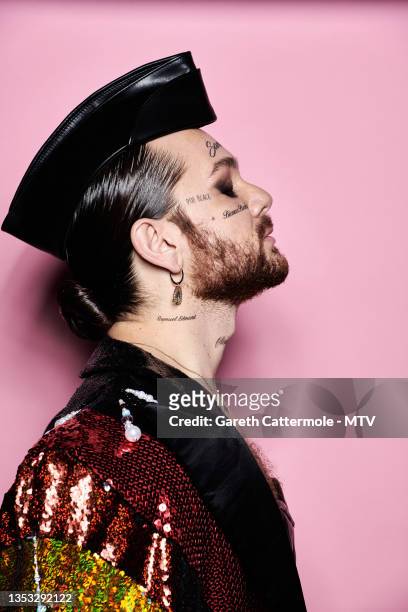 Riccardo Simonetti poses during a portrait session at the MTV EMAs 2021 'Music for ALL' at the Papp Laszlo Budapest Sports Arena on November 14, 2021...