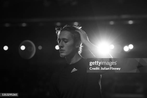 Sebastian Korda of USA arrives for his final match against Carlos Alcaraz of Spain in the final during Day Five of the Next Gen ATP Finals at...