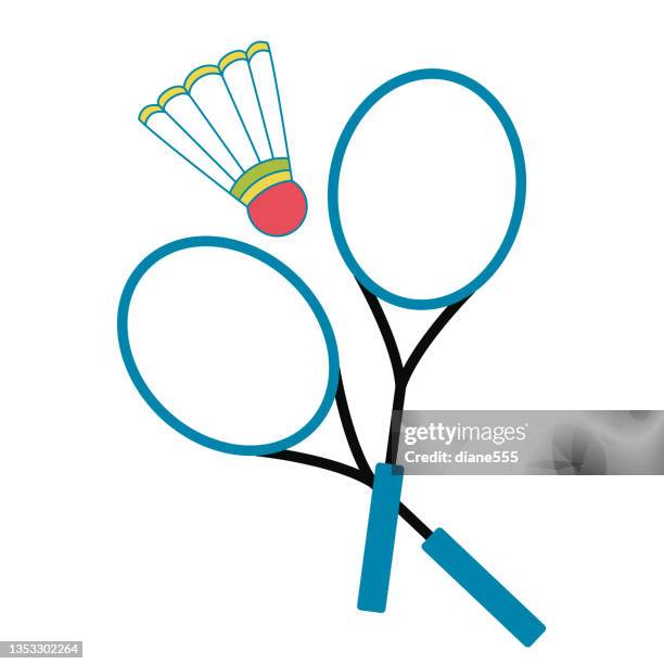 ilustrações, clipart, desenhos animados e ícones de raquetes de badminton de desenho animado e birdie - shuttlecock