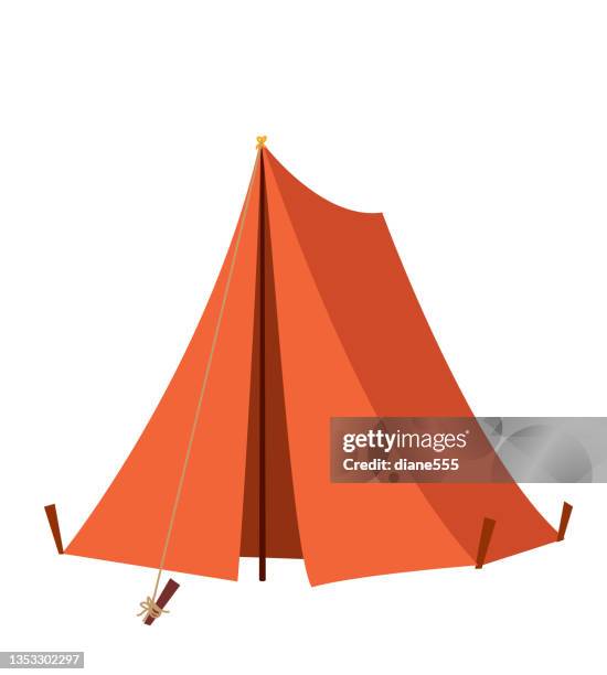 透明なベースに隔離かわいい漫画のテント - テント　キャンプ点のイラスト素材／クリップアート素材／マンガ素材／アイコン素材