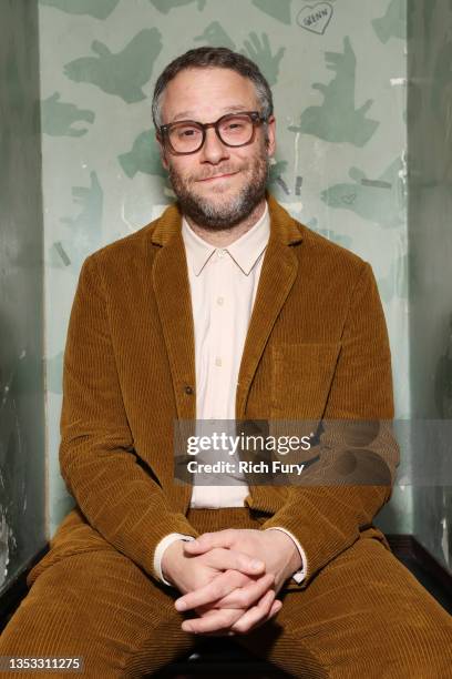 Seth Rogen attends the Pluto TV Green Room during Vulture Festival 2021 at The Hollywood Roosevelt on November 14, 2021 in Los Angeles, California.