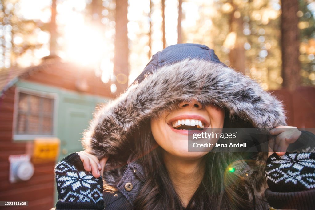 Woman Smiling Winter Outdoors