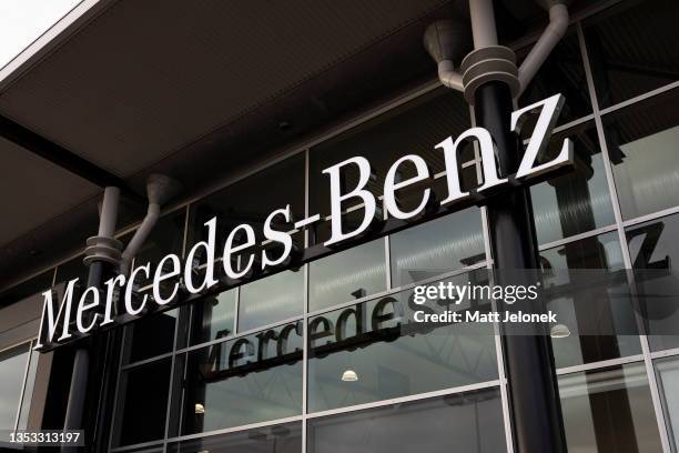 November 15: General Mercedes-Benz branding on November 15, 2021 in Perth, Australia. Local Australian car dealers are launching legal action against...