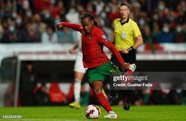 Renato Sanches of LOSC Lille and Portugal in action during the 2022 FIFA World Cup Qualifier match between Portugal and Serbia at Estadio da Luz on...