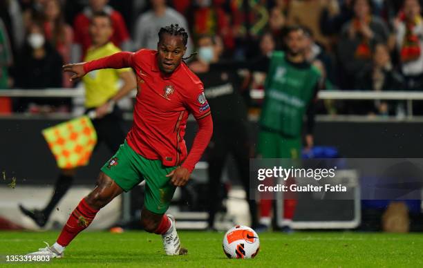 Renato Sanches of LOSC Lille and Portugal in action during the 2022 FIFA World Cup Qualifier match between Portugal and Serbia at Estadio da Luz on...