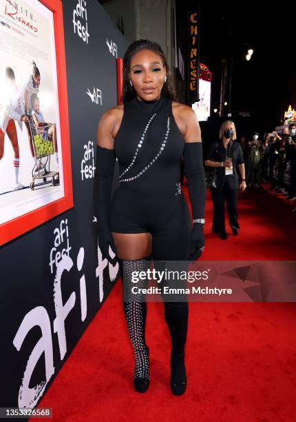 Serena Williams attends the 2021 AFI Fest Closing Night Premiere of Warner Bros. "King Richard" at TCL Chinese Theatre on November 14, 2021 in...