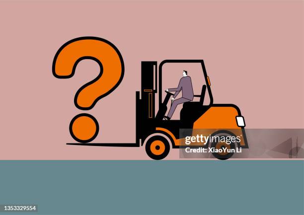 vector drawing of forklift. - ask yourself stock illustrations