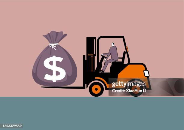 vector drawing of forklift. - man elevator stock illustrations