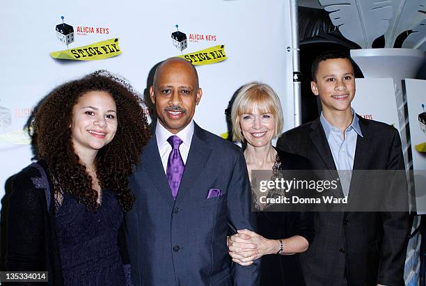 Lily Santiago-Hudson, Ruben Santiago-Hudson, Jeannie Brittan and Trey Santiago-Hudson attend the after party for the "Stick Fly" Broadway opening...
