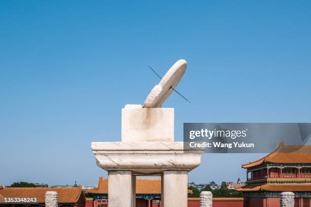 sundial in the forbidden city - ancient sundials stock pictures, royalty-free photos & images