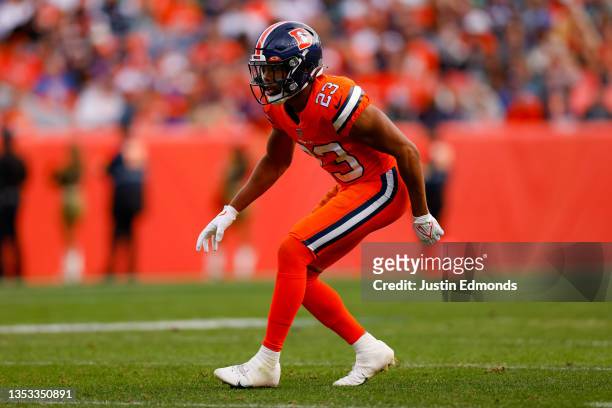 Cornerback Kyle Fuller of the Denver Broncos defends on the field during the first half against the Philadelphia Eagles at Empower Field at Mile High...
