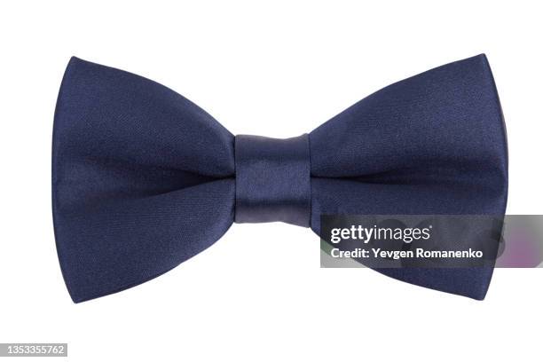 blue bowtie isolated on white background - 蝶ネクタイ ストックフォトと画像