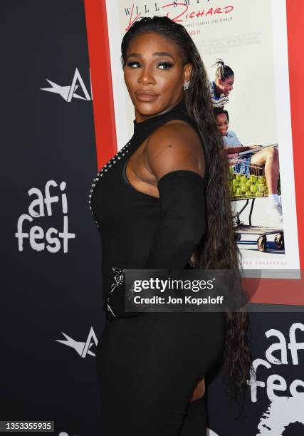 Serena Williams attends the 2021 AFI Fest: Closing Night Premiere Of Warner Bros. "King Richard" at TCL Chinese Theatre on November 14, 2021 in...