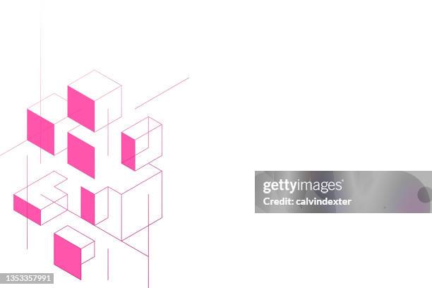 bildbanksillustrationer, clip art samt tecknat material och ikoner med background with isometric perspective shapes and lines - 3d cube