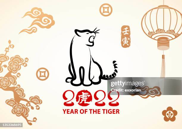 year of the tiger celebration - chinese script stock illustrations